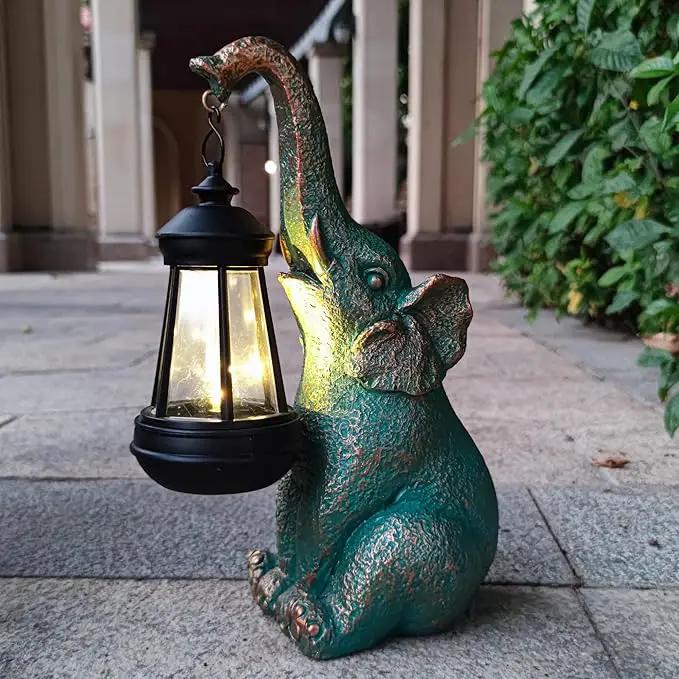 JOYBEE Garden Statues Elephant with Solar Lantern Outdoor Decor-Elephant Solar Figurines Lights Decorations for Patio Yard Lawn Ornaments-Gifts for Birthday Easter Housewarming by GreenHaven Gardens