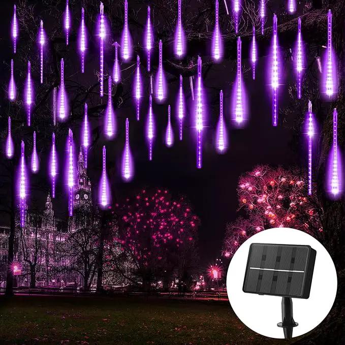 Purple Solar Christmas Lights, 576 LED Solar Meteor Shower Lights with 16 Tubes, Icicle Fairy String Lights for Christmas Decorations Tree Party Yard, Purple by GreenHaven Gardens
