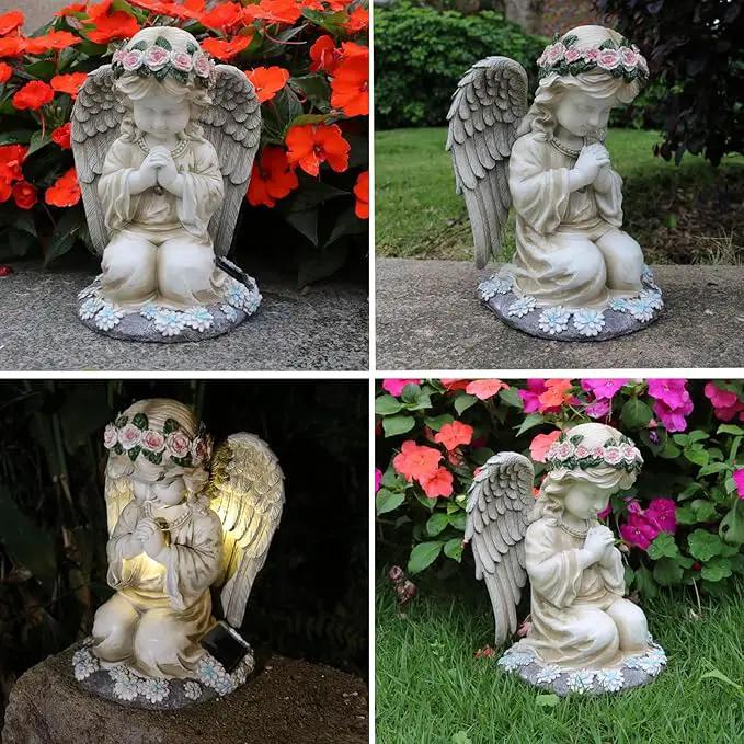 Praying Angels Figurine,Solar Garden Angel Statues, Waterproof Kneeling Angel Sculpture, Outdoor Decor Ornament for Patio Lawn Yard Balcony, Garden Gift by GreenHaven Gardens