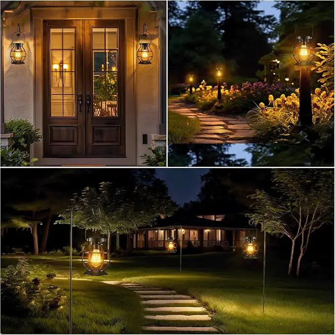 2 Pack Solar Lanterns Outdoor Hanging Lantern Lights, Metal Decor Lantern, Waterproof LED Decorative Garden Light - Garden Decoration for Patio, Yard, Pathway, Landscape by GreenHaven Gardens