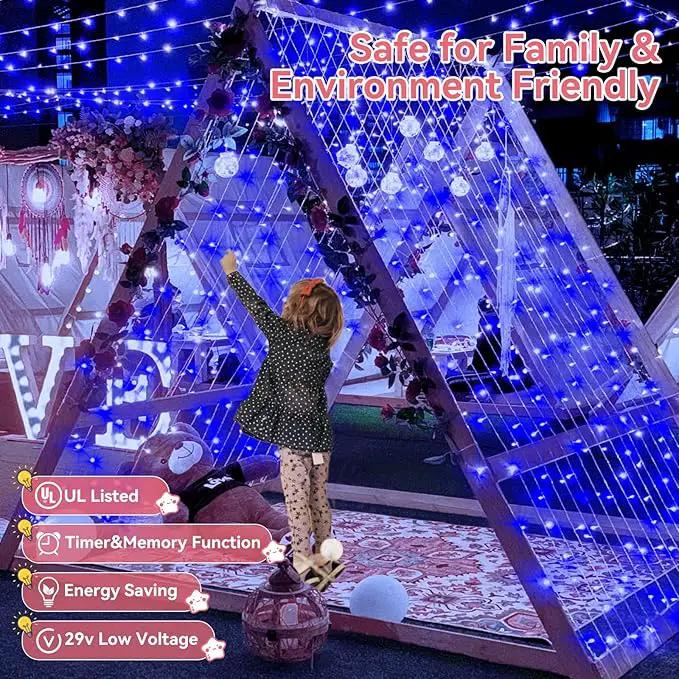 Heceltt 1140 LED 449 FT String Lights Outdoor, 8 Modes Easter Lights Plug in, IP44 Waterproof Led String Lights with Timer and Memory for Yard Party Garden Wedding Decorations (Blue) by GreenHaven Gardens