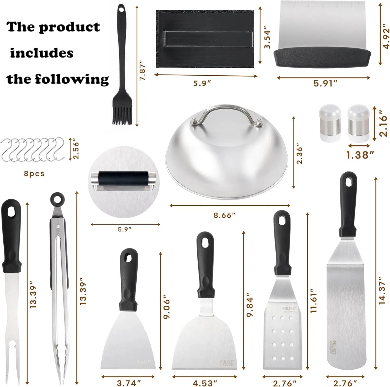 Griddle Accessories Kit for Blackstone Griddle- Stainless Steel Flat Top Grill Tools Set with Spatulas, Basting Cover & Carry Bag - Complete BBQ Cooking Kit for Outdoor, Backyard (Ideal Gift for Men) by GreenHaven Gardens