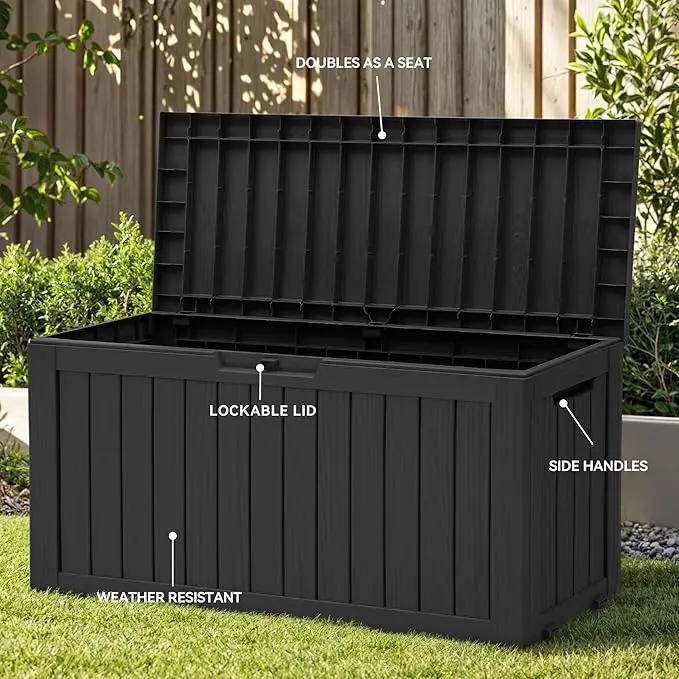 YITAHOME 72 Gallon Outdoor Resin Deck Box with Wheels, Pool Storage Box for Outdoor Cushions, Sports Equipment, Garden Tools, Black by GreenHaven Gardens