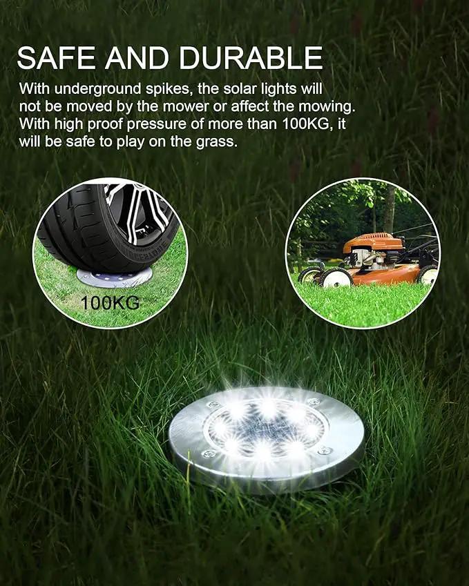 UFOND 8 Pack Solar Ground Lights, Outdoor Waterproof Solar Garden Lights Decor, Disk Solar Deck Lights, Landscape Lighting for Patio Pathway Yard,Outdoor Lights (Cold White) by GreenHaven Gardens