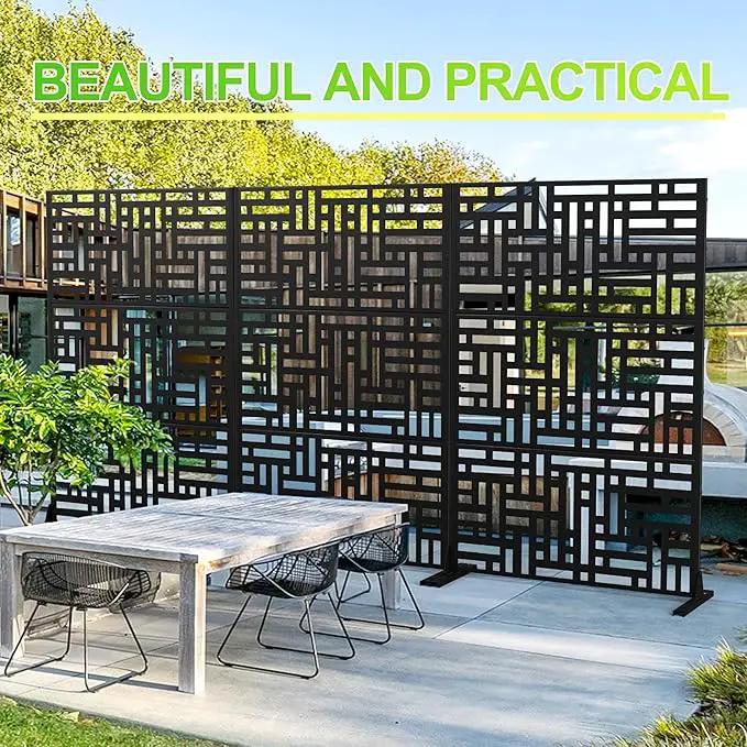 Outdoor Privacy Screen,72" H×47" W Metal Privacy Screen, Freestanding Privacy Fence Panels for Patio by GreenHaven Gardens