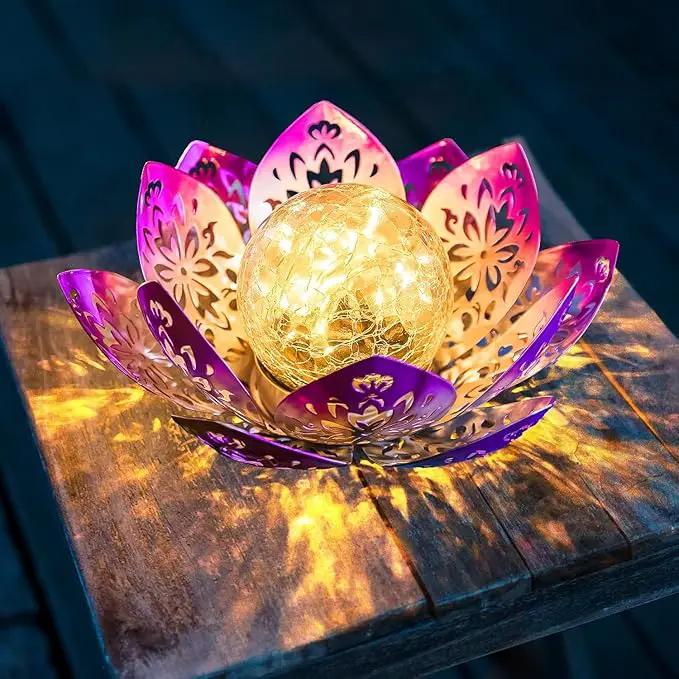 Huaxu Solar Garden Lights Outdoor Decorative - Bright Lotus Flower Table Lamp, Waterproof Solar Lights for Patio Pathway Yard Balcony Outside Decor by GreenHaven Gardens