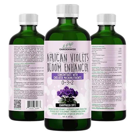 0-3-2 African Violet Fertilizer for Indoor Plants: Concentrated Plant Food – Plant Fertilizer, Bloom Booster for All Violets, Indoor Flowering Plants, Vigorous Growth and Blooming (16 OZ) by GreenHaven Gardens