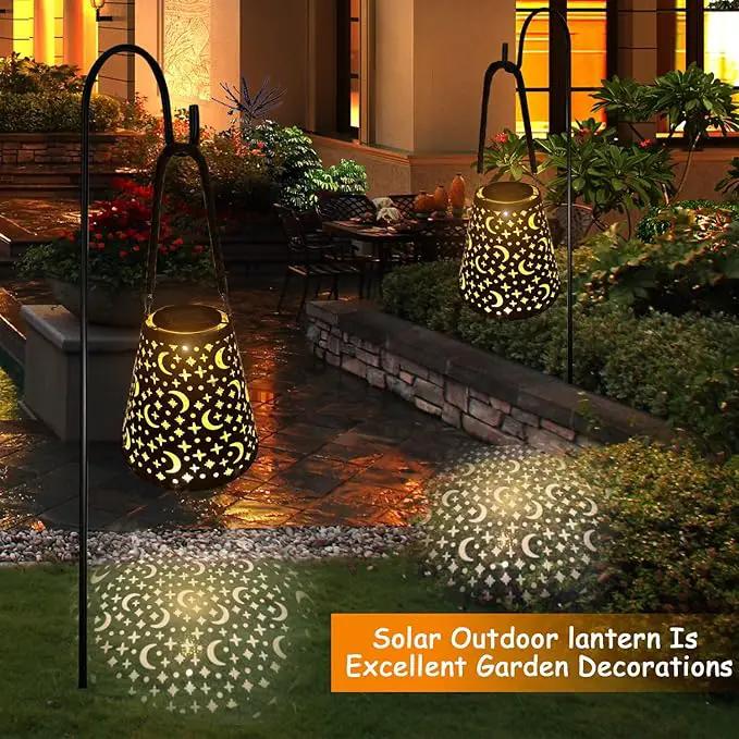Hanging Solar Lanterns Outdoor Waterproof Star Moon Solar Lights Metal Outdoor Decor, LED Decorative Solar Garden Lights for Garden, Backyard, Tree, Porch(1 Pack) by GreenHaven Gardens