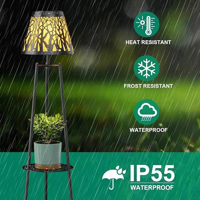 2 Pack Metal Solar Floor Lights Outdoor with Plant Stands, 45.5'' Solar Powered Street Lights, for Garden Yard Pathway Driveway Porch by GreenHaven Gardens