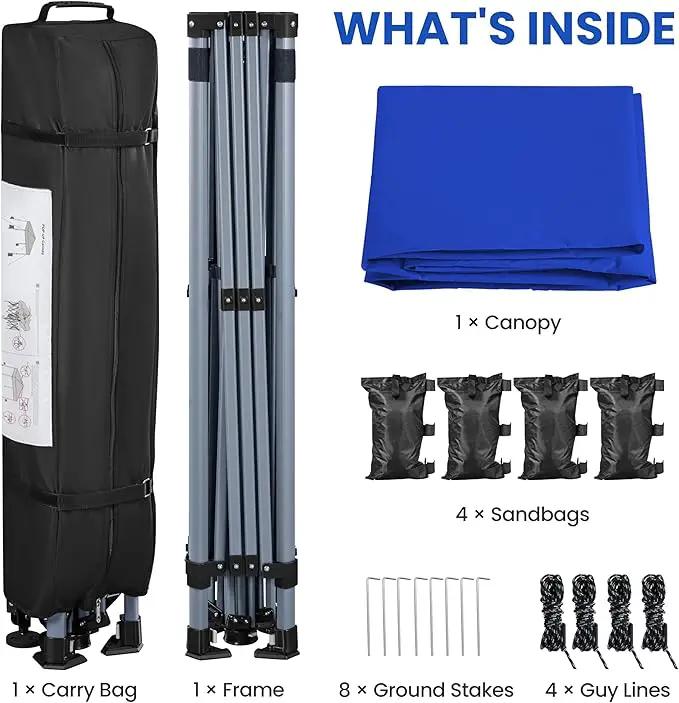 Yaheetech 10x10 Pop-up Canopy Tent w/ 2 Integrated Wheels for Mobility, Waterpoof & Heavy Duty, Instant Sun Shelter with Carry Bag, Weight Bags for Outdoor Camping Beach Patio Parties, Blue by GreenHaven Gardens