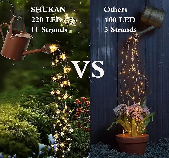 220 LED Solar Firefly Bunch Lights, 8 Flashing Modes, Fairy Copper Wire Waterproof String Lights, Decorative Vine Solar Watering Can Lights, Outdoor Garden Christmas Decor Lights (Warm White) by GreenHaven Gardens