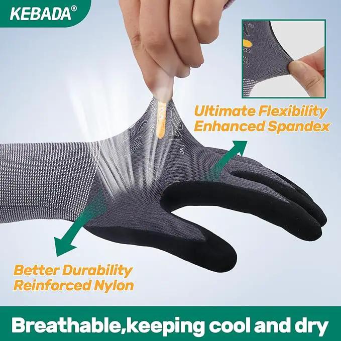 Kebada W2 Safety Work Gloves, Micro-Foam Nitrile Coated Gloves, Touchscreen,Ideal for Package Handling, Gardening, Construction, 1 Pair Small by GreenHaven Gardens