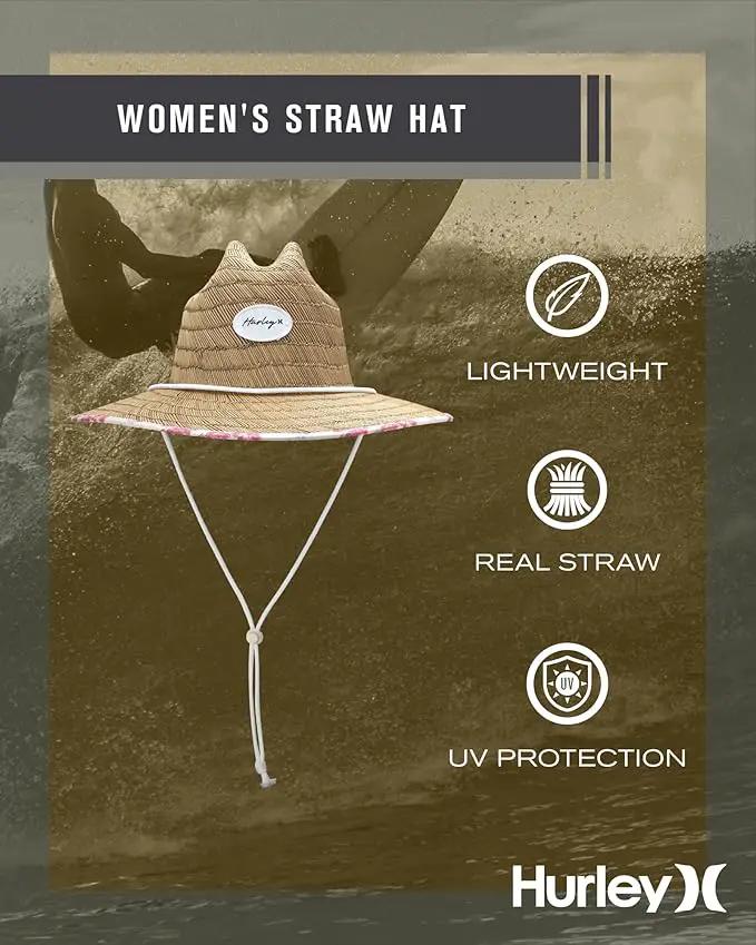 Hurley Women's Straw Hats - Real Straw Hat Medium Brim and Adjustable Chin Strap by GreenHaven Gardens