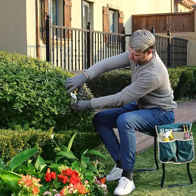 SONGMICS Garden Kneeler and Seat, Multifunctional Garden Kneeling Bench, Gardening Gifts for Women Men, Folding Gardening Stool, with 1 Tool Bag, 6-Inch Wide Kneeling Pad, Dark Green UGGK49L by GreenHaven Gardens