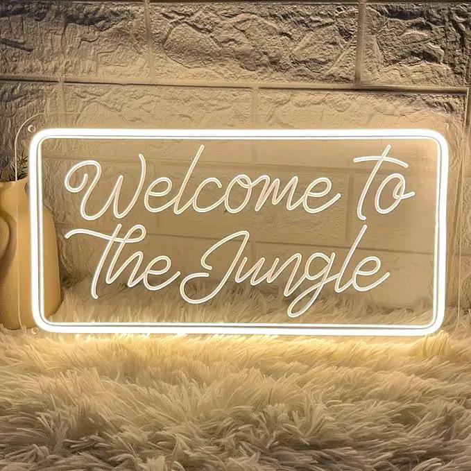 Welcome to the Jungle Neon Sign, Neon Light Sign for Wall Decor Dimmable Warm White LED signs for Bedroom Home Birthday Party Wedding Engagement Garden Man Cave Decor USB Powered by GreenHaven Gardens