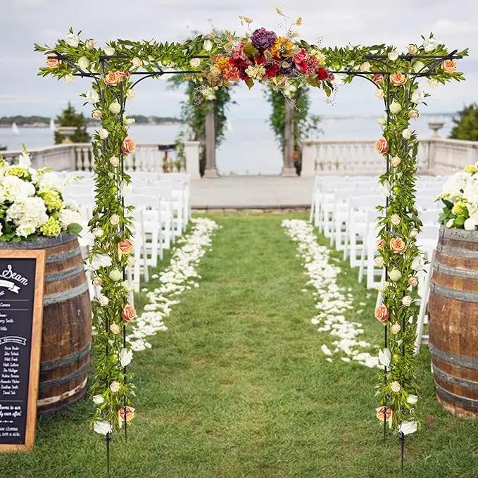 VINGLI Garden Arbor, Arch Archway for Wedding Ceremony Party, Steel Garden Trellis for Plant Climbing, Christmas Decorations Pergola for Backyard, Lawn (Black) by GreenHaven Gardens