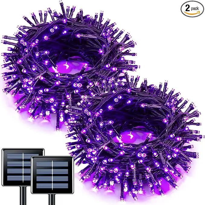 JMEXSUSS 2 Pack Purple Solar Lights Outdoor Waterproof: Each 100 LED 33ft Purple Solar Christmas Lights - 8 Modes Solar Christmas Lights for Outside Tree Holiday Garden Party by GreenHaven Gardens