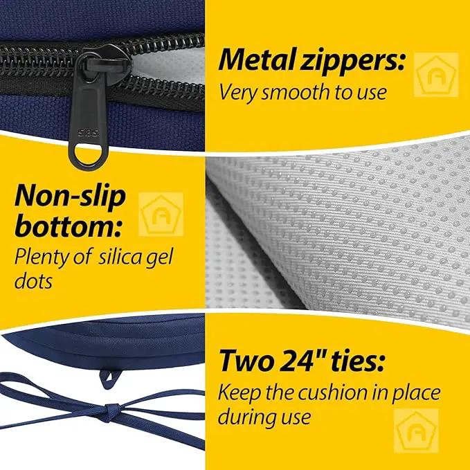 AAAAAcessories Outdoor Seat Cushions for Chairs, Waterproof, Fade-Resistant Patio Furniture Replacement Cushions, 17" x 16" x 2", Set of 2, Navy Blue by GreenHaven Gardens