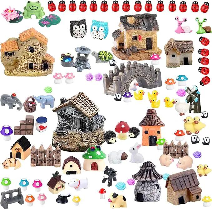 105 Miniature Fairy Garden Accessories, Fairy Garden Kit, Fairy Garden Animals, Miniature Figurines, Micro Landscape Ornaments Kit, Garden DIY Kit for Dollhouse Decoration Plant House Decor by GreenHaven Gardens