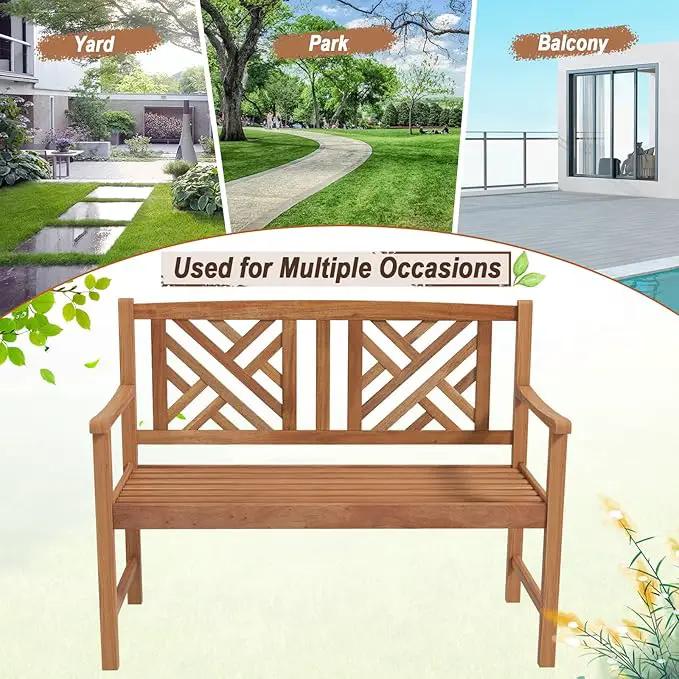 Giantex Outdoor Wooden Garden Bench - 2-Person Acacia Wood Loveseat with Armrests, Backrest, 800lbs Capacity, Patio Park Bench for Backyard, Front Porch Bench (Non-Foldable) by GreenHaven Gardens