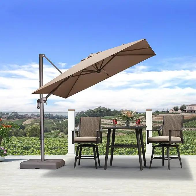 PURPLE LEAF 8 Feet Cantilever Patio Umbrella Square Umbrella with 360° Rotation and Aluminum Offset Hanging Outdoor Umbrella for Pool Garden Backyard Deck, Taupe by GreenHaven Gardens