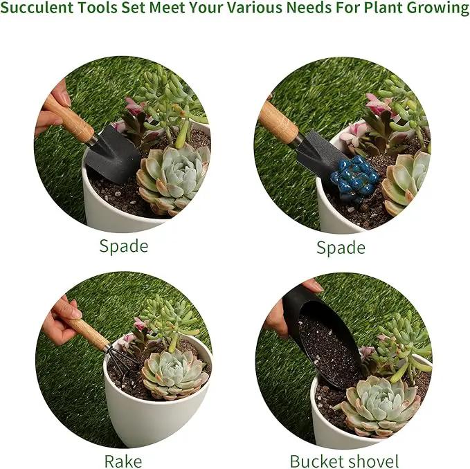 5Pcs Succulent Tools, Mini Garden Tools,Plant Potting Mat as Plant Accessories,Succulent Gardending Hand Tools Kit for Seedling Soil,Caring Succulent,etc,Gifts for Woman’s Gardening work(No Flowerpot) by GreenHaven Gardens