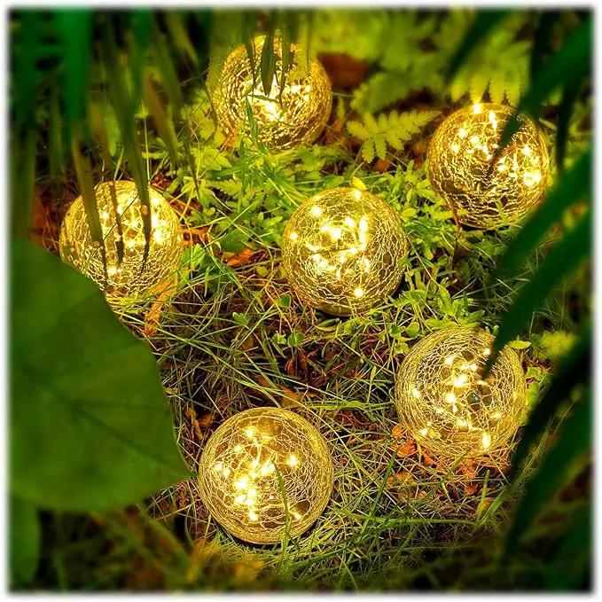 Honoson 3.9 Inch Solar Globe Lights Outdoor Waterproof, Solar Balls for Garden Cracked Glass Ball, Ground Landscape Garden Decor for Patio and Yard Lawn Backyard (8 Pieces) by GreenHaven Gardens