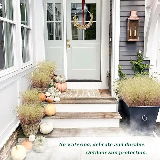 100Pcs Artificial Grass Plants, Faux Shrubs Wheat Grass, Artificial Tall Grasses Fake Plants for Outdoor Decor,Artificial Greenery Stems Weed for Room Indoor Home Decor（Light Purple） by GreenHaven Gardens
