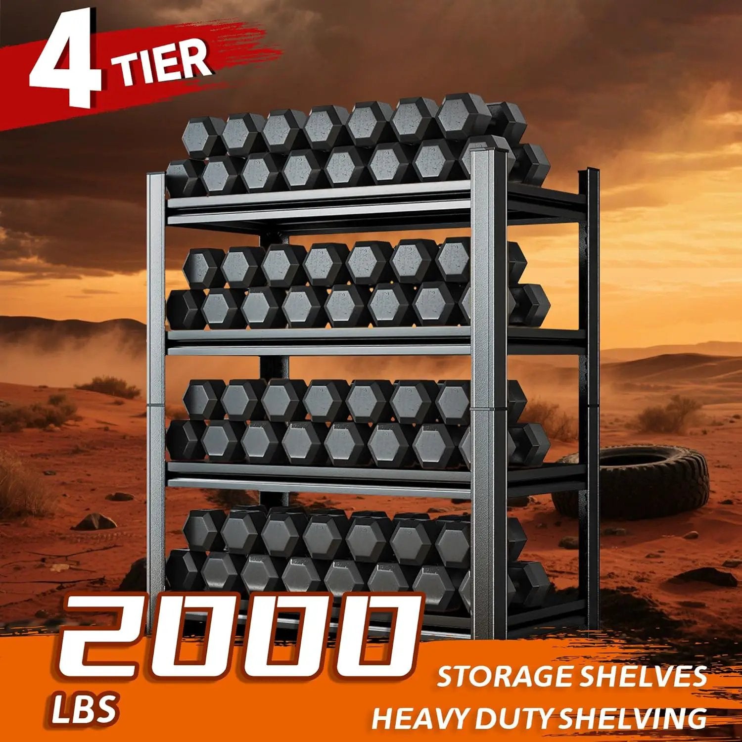 Heavy Duty 4-Tier Steel Shelving Unit, 2000LB Capacity Adjustable Storage Rack for Garage, Warehouse & Basement, Easy Tool-Free Assembly（54.3''H x 39.4W x 15.7''D） by GreenHaven Gardens