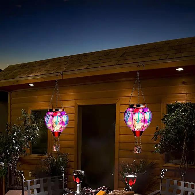 Solar Lantern Outdoor Waterproof, Hanging for Backyard Porch Patio Lawn Pathway Decor, Yard Decorations, Hot Air Balloon Garden Gifts, Cardinal-2, Sol-Purpl-Us2 by GreenHaven Gardens