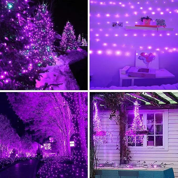 Purple Halloween Solar String Lights Outdoor, 2-Pack 80FT 200LED Solar Twinkle Light Waterproof, Copper Wire 8 Modes Purple Fairy Lights for Garden, Fence, Tree Decor, Halloween Decoration Outdoor by GreenHaven Gardens