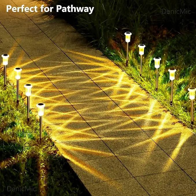 DenicMic Solar Lights Outdoor Pathway Lights 3000K LED Waterproof Acrylic Lamp Head Stainless Steel Stake for Yard Garden Landscape Path Walkway Driveway Patio Lawn (15Pack Warm White) by GreenHaven Gardens