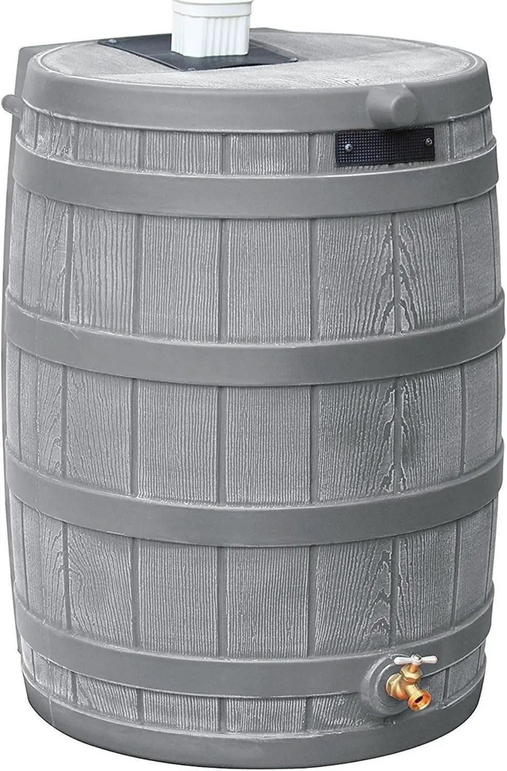 Good Ideas Rain Wizard 50 Gallon Plastic Outdoor Home Water Storage Tank Rain Barrel Collector with Brass Spigot and Flat Back Design, Gray by GreenHaven Gardens