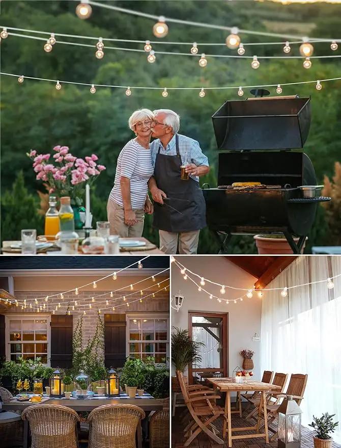 Outdoor String Light 25Feet G40 Globe Patio Lights with 27 Edison Glass Bulbs(2 Spare), Waterproof Connectable Hanging Christmas Lights for Backyard Porch Balcony Party Xmas Decor, E12 Socket Base by GreenHaven Gardens