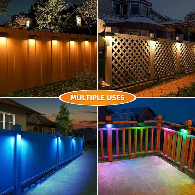 Aulanto Solar Fence Lights 8 Pack-Plus,100 Lumen Big Outdoor Solar Light IP65 Waterproof, Warm White and 10 RGB Modes,Fence Lights Otdoor Solar Lighting for Backyard,Garden,Fence,Wall,Deck,Stairs. by GreenHaven Gardens