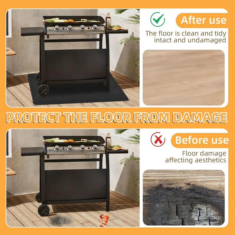 Under Grill Mat for Outdoor Grilling, 60 x 48 inches Double-Sided Fireproof Waterproof BBQ Protector for Deck and Patio Under Grill Mat for Outdoor BBQ by GreenHaven Gardens