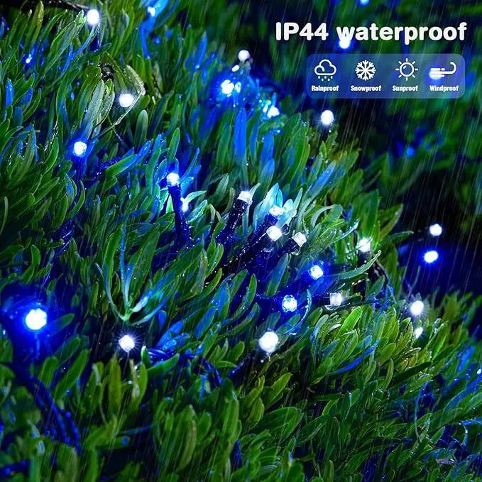 JMEXSUSS 250LED Christmas String Lights 91.5ft Extendable Green Wire Christmas Lights Outdoor Waterproof, 8 Modes LED String Lights Indoor for Tree Wedding Party Garden Patio Decoration, Blue & White by GreenHaven Gardens
