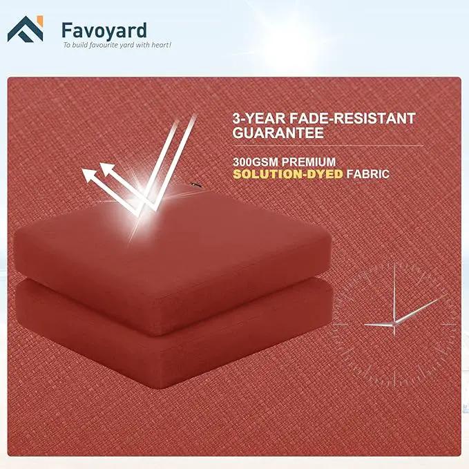 Favoyard Outdoor Chair Cushion 24 x 24 x 4 Inch Rainproof & 3-Year Fade Resistant Patio Furniture Cushions with Removable Cover and Adjustable Ties for Garden Sofa Couch Pads Set of 2, Red by GreenHaven Gardens