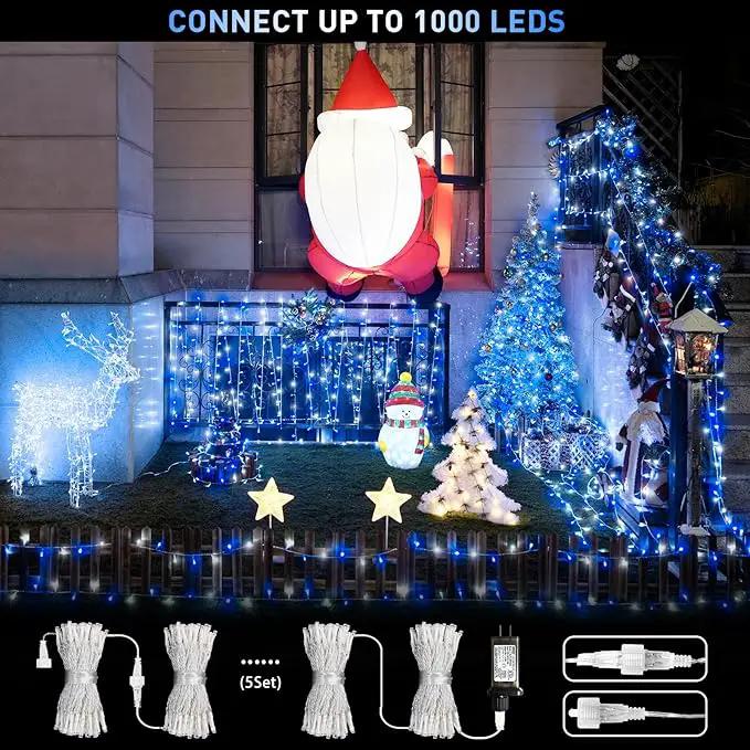 JMEXSUSS Blue and White String Lights Outdoor Indoor, 200 LED Christmas String Lights Clear Wire, 66ft Christmas Lights Plug in for Bedroom Tree Room Party Decorations by GreenHaven Gardens