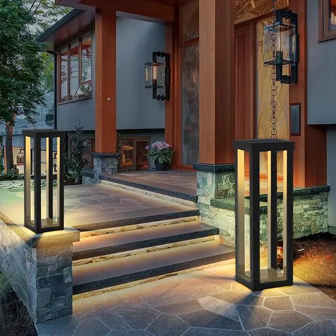 Solar Patio Floor Lamp Outdoor, 4 Pack Solar Landscape Path Lights with 3 Light Modes, Garden Decorations Waterproof 12H Endurance Cordless Landscaping for Porch Lawn Yard Backyard (Black) by GreenHaven Gardens