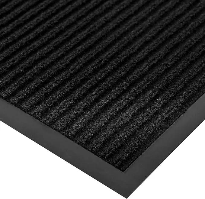 fani Heavy Duty Large Outdoor Indoor Entrance Doormat Waterproof Low Profile Entrance Rug Front Door Mat Patio Anti-Skid Rubber Back, 31x47 inch (Jet Black) by GreenHaven Gardens