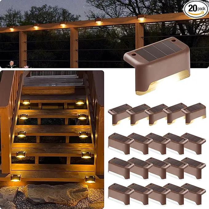 GIGALUMI Led Solar Deck Lights, 20 Pack Waterproof for Outdoor Stairs, Step, Fence, Railing, Yard and Patio (Warm White) by GreenHaven Gardens