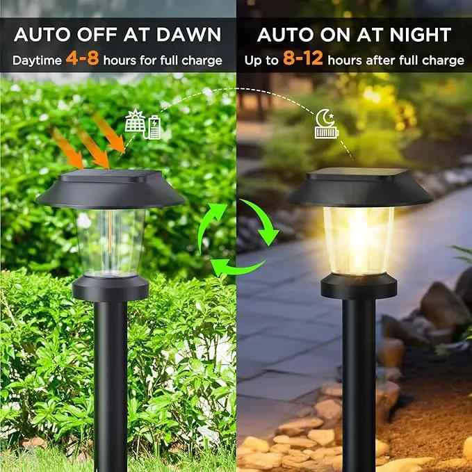 Solar Pathway Lights Outdoor - 10 Pack Solar Powered Garden Lights Waterproof, Decor Landscape Lighting with Three Lighting Modes for Yard, Lawn, Walkway, Driveway, Warm White by GreenHaven Gardens