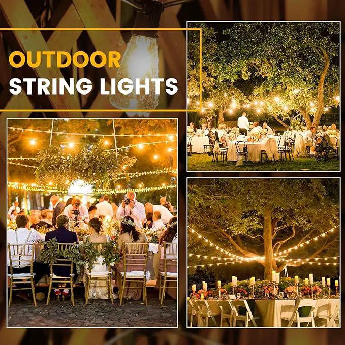 100FT Outdoor String Lights, LED Patio Lights with 50+3 ST38 Vintage Edison Shatterproof Bulbs, IP65 Weatherproof Outside Hanging Lights for Backyard Bistro Cafe Garden(50FTx2) by GreenHaven Gardens