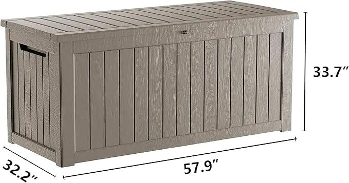 270 Gallon Lockable Resin Deck Box, Waterproof & UV-Resistant Outdoor Storage Box for Outdoor Cushion Storage, Garden Tools & Pool Accessories Storage, Gray by GreenHaven Gardens