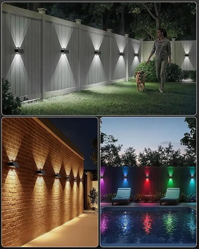 Bridika Solar Fence Lights, 12 Pack Up and Down Solar Lights Outdoor Waterproof, 8 Colors Lens LED Dusk to Dawn Wall Lights for Fence, Patio, Deck, Backyard, Garden by GreenHaven Gardens