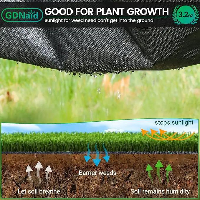 4ftx100ft Weed Barrier Landscape Fabric Heavy Duty, 3.2oz Weed Barrier Fabric, Easy Setup Woven Garden Weed Fabric Landscaping Fabric by GreenHaven Gardens