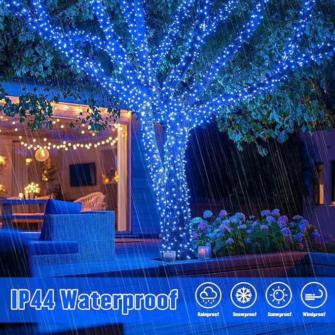 JMEXSUSS 2 Pack Blue Solar Christmas Lights: 100 LED 33ft Blue Solar Lights Outdoor, 8 Modes Solar String Lights for Outside Christmas Tree Gardens Party by GreenHaven Gardens