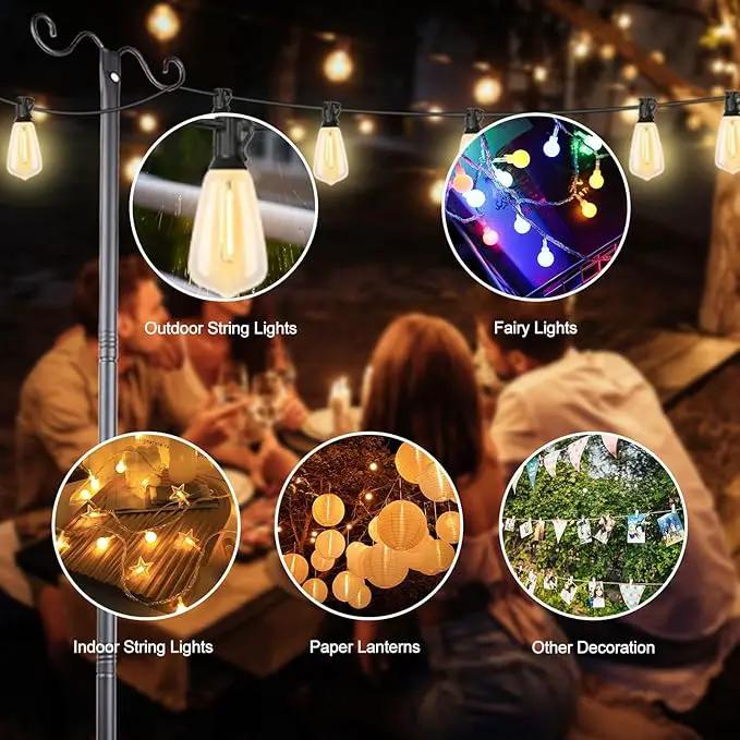 Outdoor String Light Poles, 9FT Metal Patio Light Poles Post for Outside with Fork for Outside Hanging Backyard Garden, Deck Lighting Stand for Parties, Wedding, Halloween Party Decor -2Pack by GreenHaven Gardens