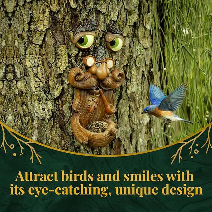 Tree Faces Decor Outdoor – Tree Hugger Yard Art Garden Decoration – Unique Bird Feeders for Outdoors and Indoors – Old Man Tree Art Brown by GreenHaven Gardens
